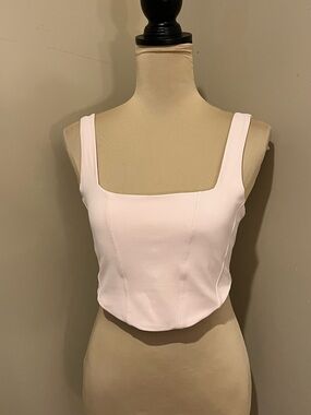 all in motion Pale Pink Square-Neck Cropped Tank, built in support, Medium